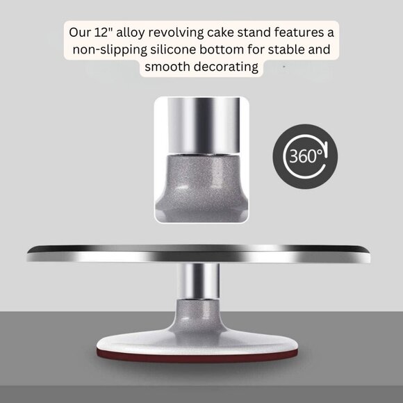 Cake Stand with Non-Slipping Silicone Bottom & Cake Decorating Tool Combo Pack - Picture 2 of 9